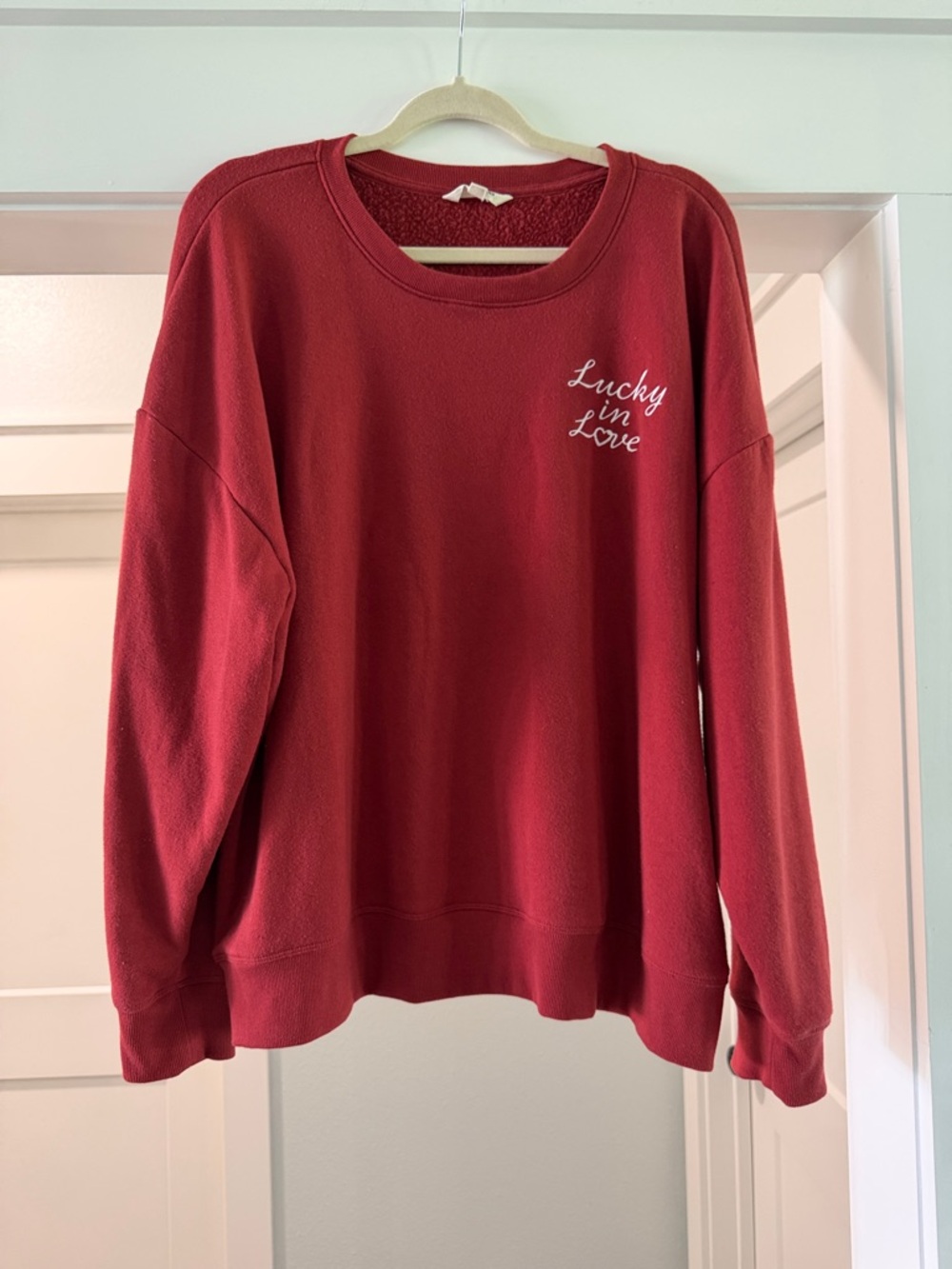 Lucky Brand Deep Red Crewneck Sweatshirt with White Tag